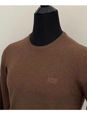 BOSS Men’s Wool-Blend Crew Neck Sweater Brown Size S NWT